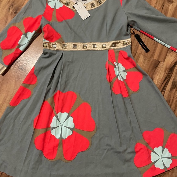 NWT BCBGMaxAzria Retro Floral Dress Sz L - Picture 2 of 7